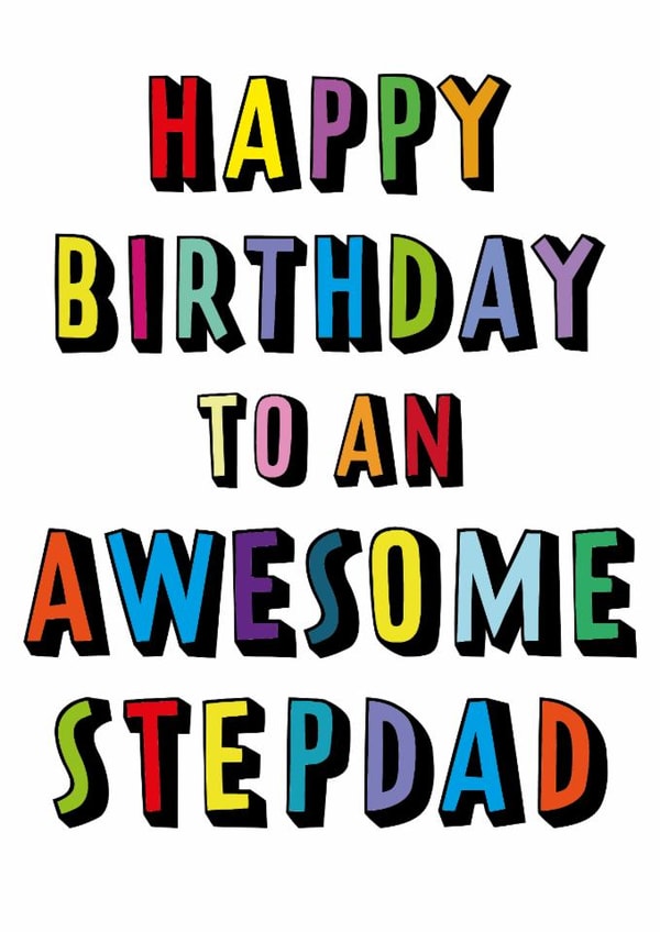 Classic Birthday Card - For Stepdad - Colourful Typography created by size3art