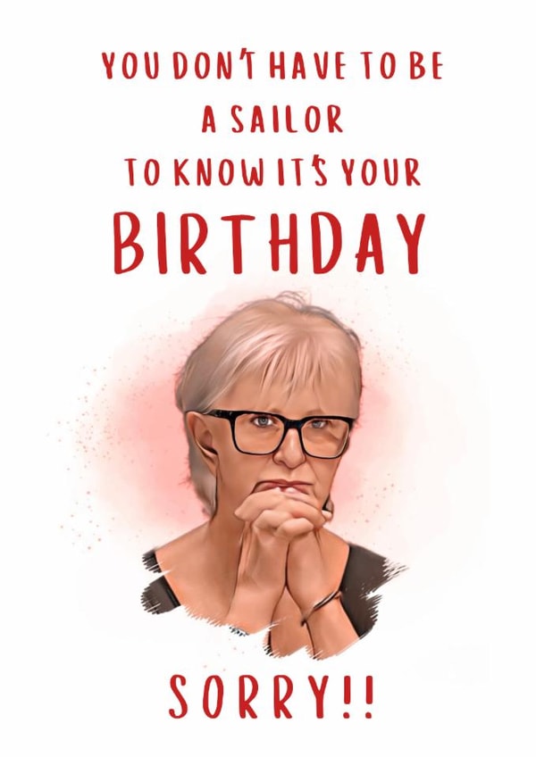 Funny Birthday Card - Linda - The Traitors created by Printo Saurus