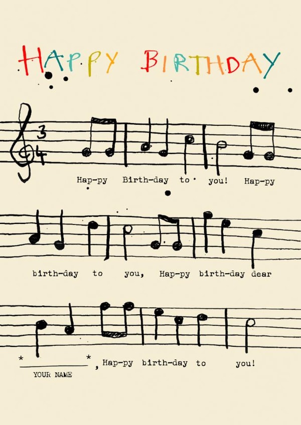 Classic Birthday Card - Happy Birthday Song - Musical Notes created by Poet and Painter