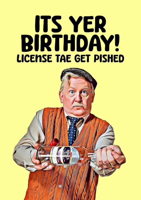Funny Birthday card for friends - Jack Jarvis - license to get pished created by Bonnie Banter