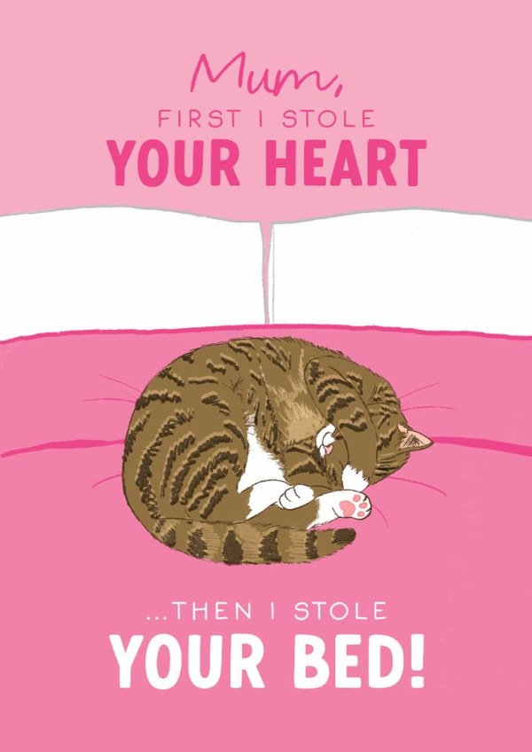 Cute Mother's Day Card - From the Tabby Cat - Stole Your Bed created by The Cake Thief