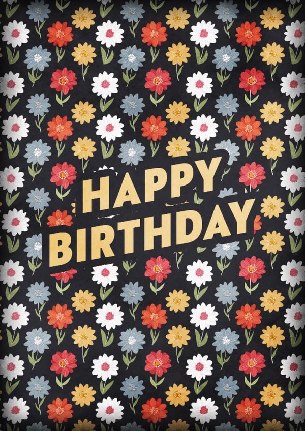 Floral Pattern simple "Happy Birthday" Card created by Orca 87