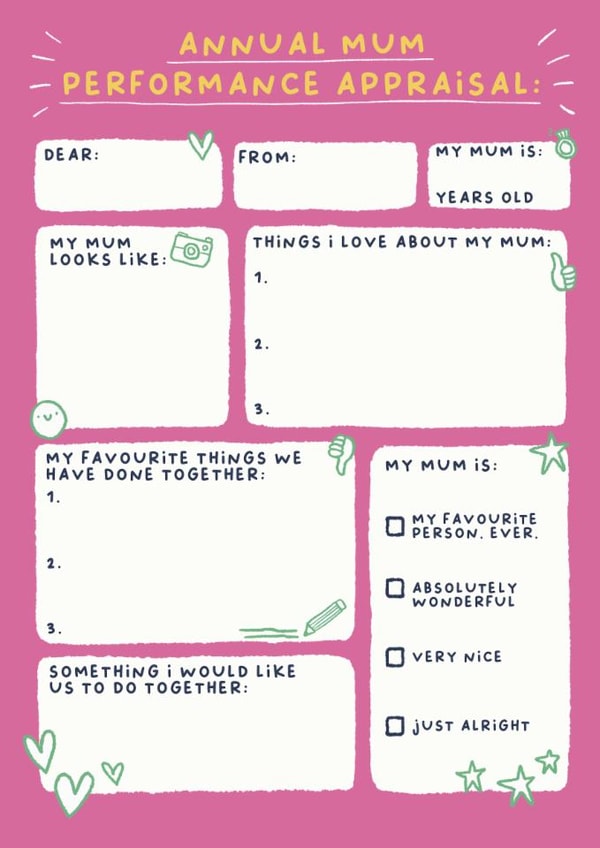 Cute Mother's Day Card - Performance Appraisal created by Sarah Harding