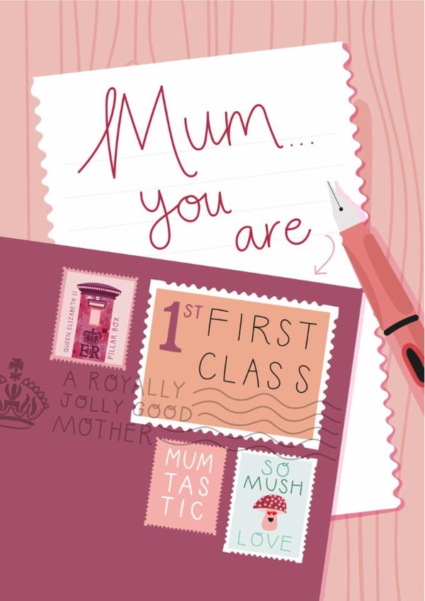 Cute Mother's Day Card - First Class Mum created by Two For Joy Illustration