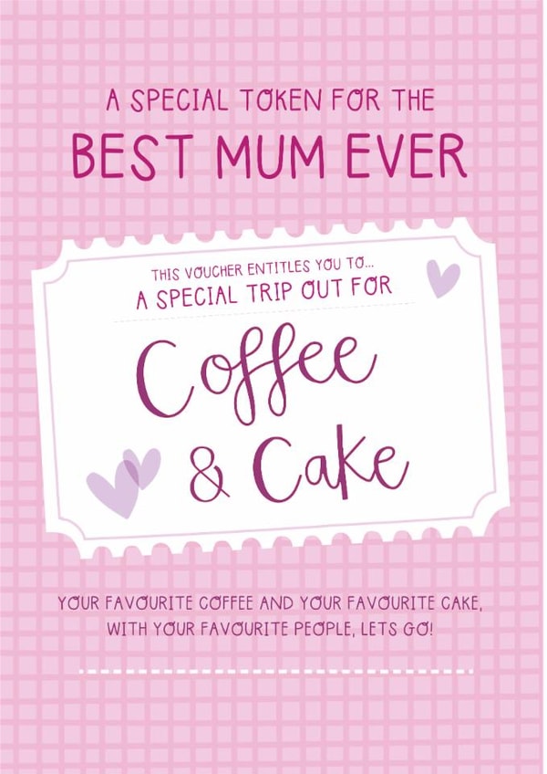 Cute Mother's Day Card - Coffee And Cake Voucher created by Two For Joy Illustration