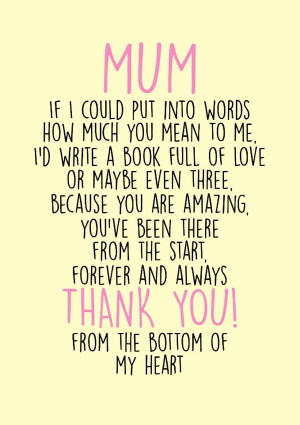 loving mother's day card - cute poem - thank you mum created by Bonnie Banter
