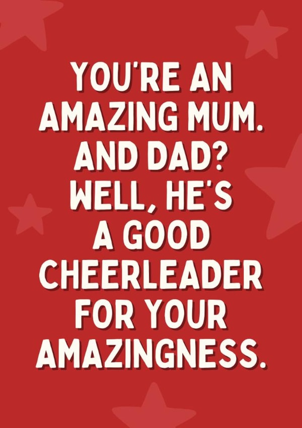 Funny Mother's Day Card Amazing Mum - Cheerleader Dad created by Sundiva Designs
