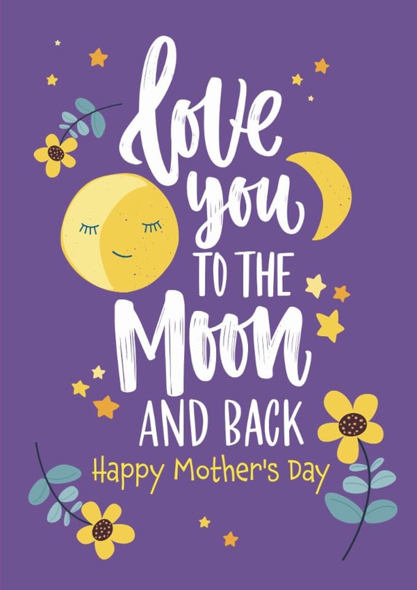Cute Mother’s Day Card – Love You To The Moon and Back created by Geordies Love Gin