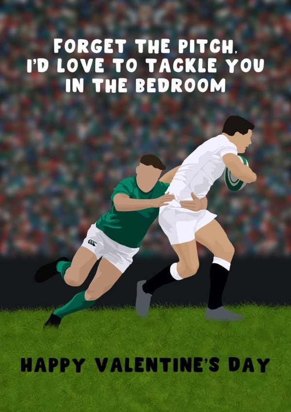 Cheeky Valentine's Day Card - Six Nations - Love To Tackle You In The Bedroom created by Pink Peach Cards