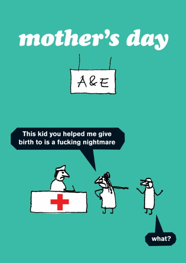 Funny Mother's Day Card - Nightmare Kid created by Modern Toss