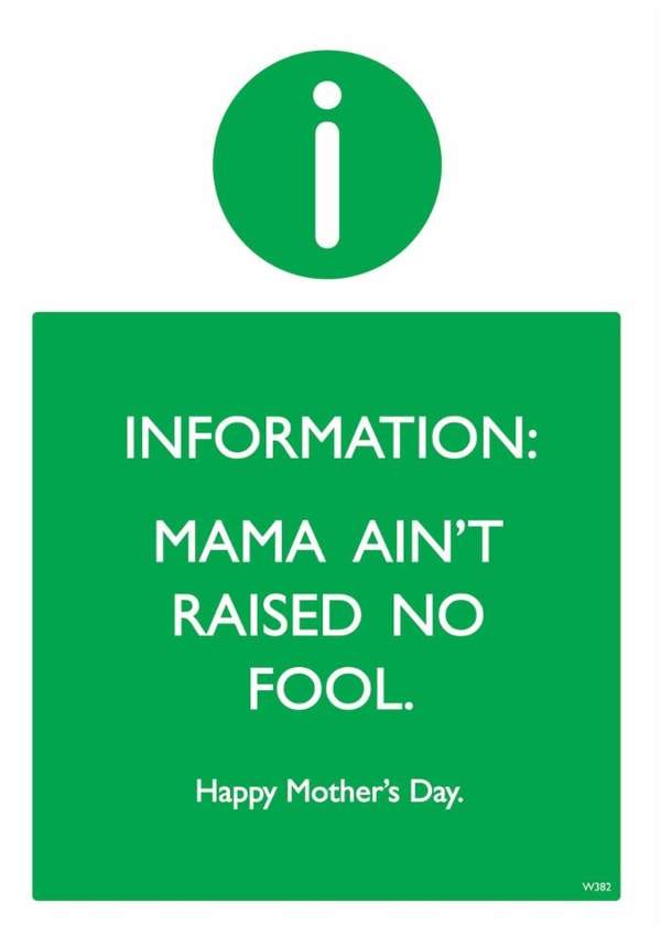 Funny Mother's Day Card - Mama Ain't Raised No Fool created by Brainbox Candy