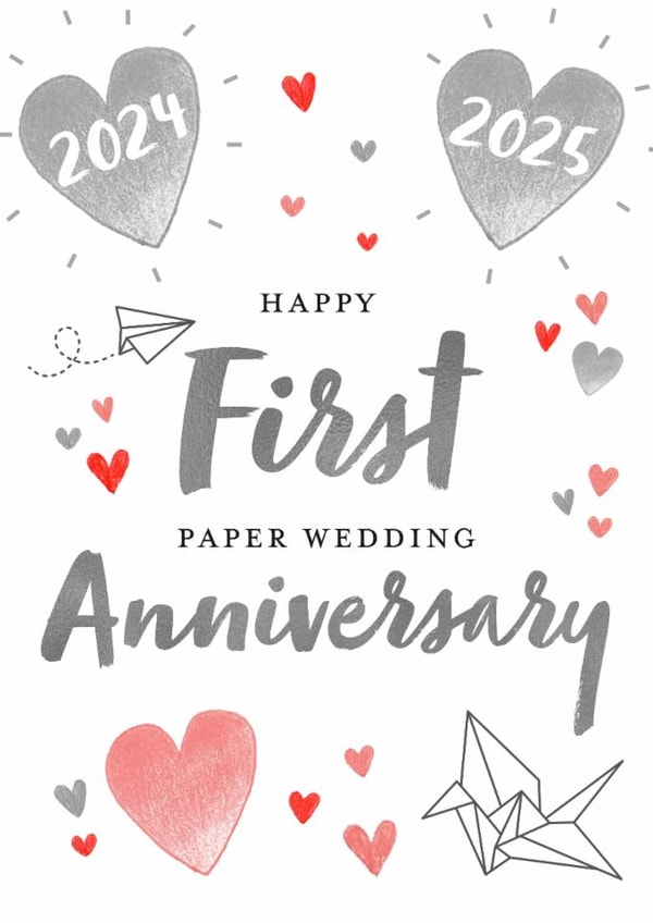 Traditional Anniversary Card - 1st - Paper created by Juniper and Rose Studio