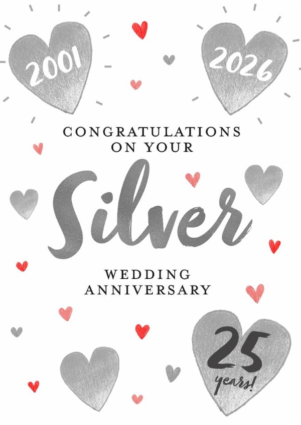 Traditional Anniversary Card - 25th - Silver created by Juniper and Rose Studio