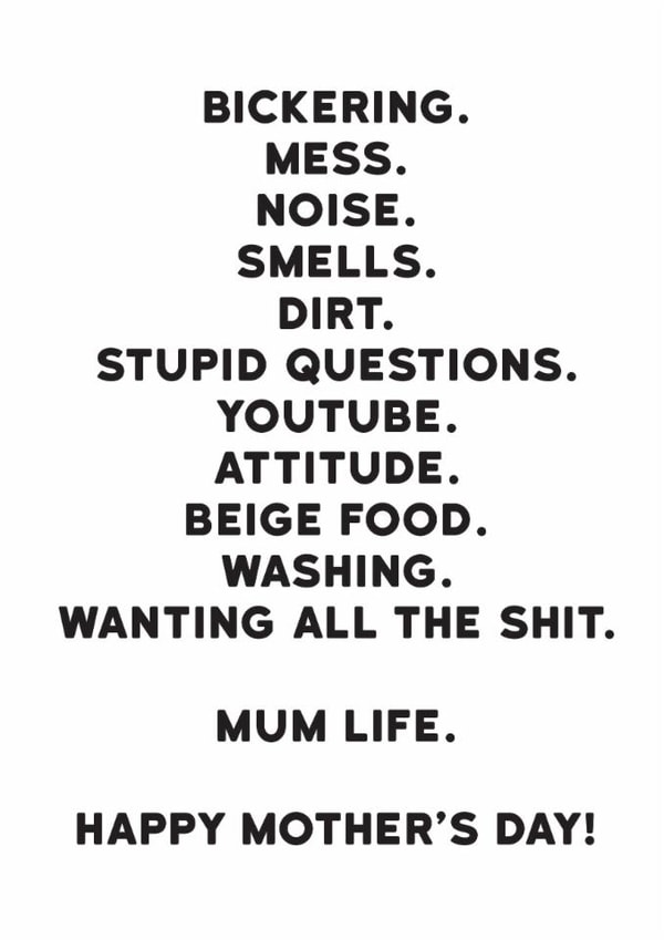 Funny Mother's Day Card - Mum Life List created by Holy Flaps