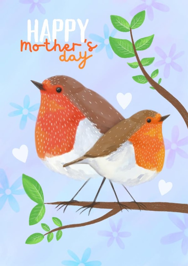 Cute Mother's Day Card - Robins created by Sian Moore Illustration