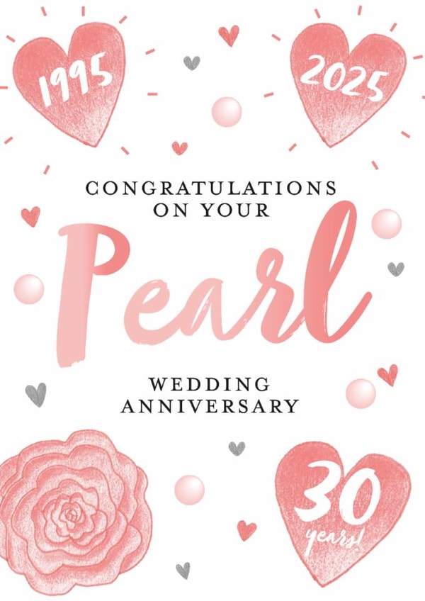 Traditional Anniversary Card - 30th - Pearl created by Juniper and Rose Studio