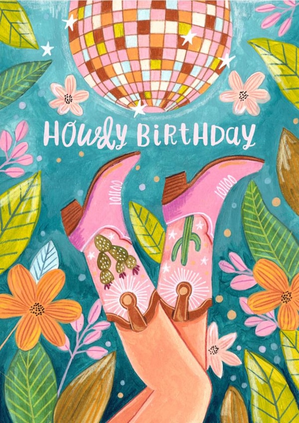 Pretty Birthday Card - Cowgirl - Howdy Birthday created by Caroline Bonne Müller