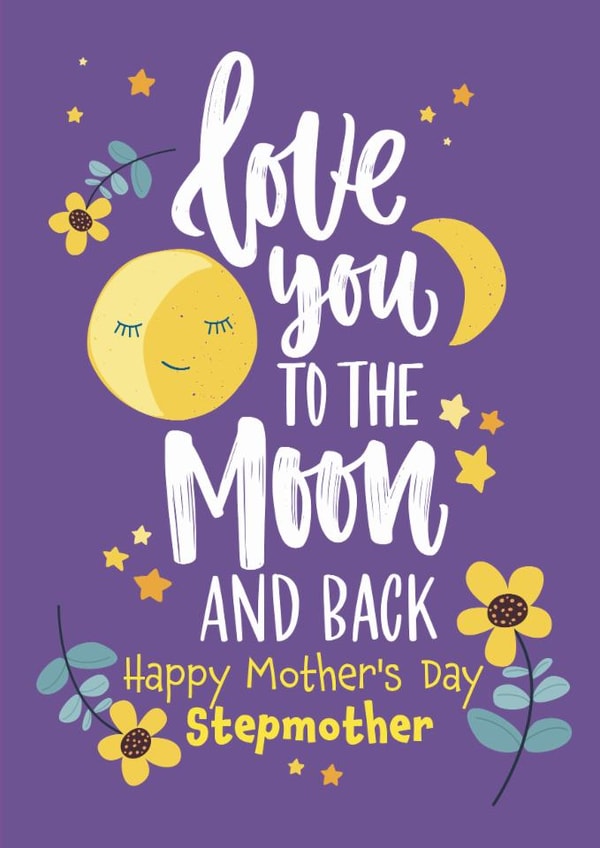 Cute Mother's Day Card – For Step Mum - Love You to the Moon And Back created by Geordies Love Gin
