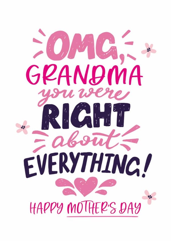 Cute Mother's Day Card - Grandma - Right About Everything created by Superlush Cards