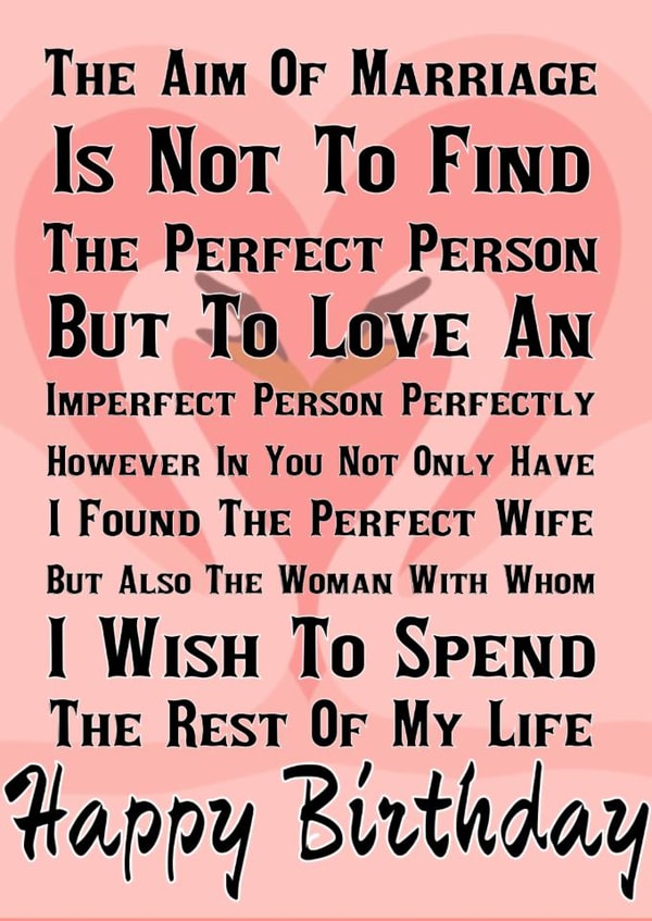 Happy Birthday to my perfectly imperfect wife created by Nigel Williams