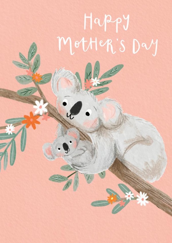 Cute Mother's Day Card - Koala Mum and Cub created by Louise Tiler