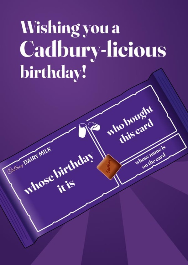 Funny Birthday Card - Cadbury's Chocolate Bar created by Digital Waves