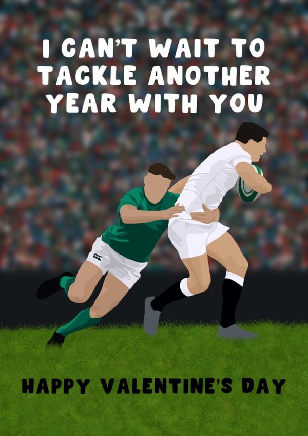 Cute Valentine's Day Card - Six Nations - Tackle Another Year With You created by Pink Peach Cards