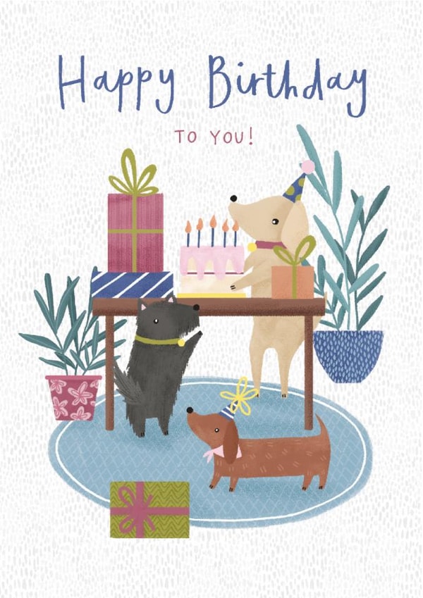 Cute Birthday Card - Dogs - Presents created by Dandelion Stationery