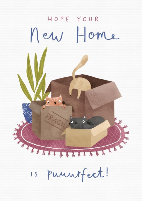Cute New Home Card - Purrfect - Cats created by Dandelion Stationery