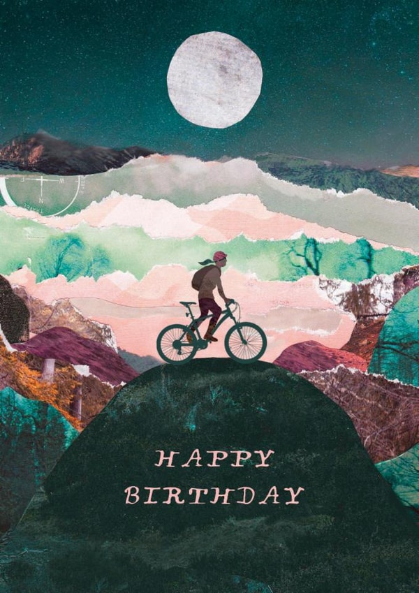 Arty Birthday Card - Mountains - Bike created by Greyling Post