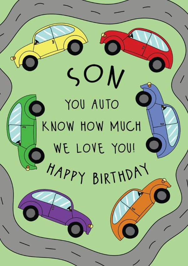 Cute Birthday Card - For Son - Cars created by @Laura Lonsdale Designs