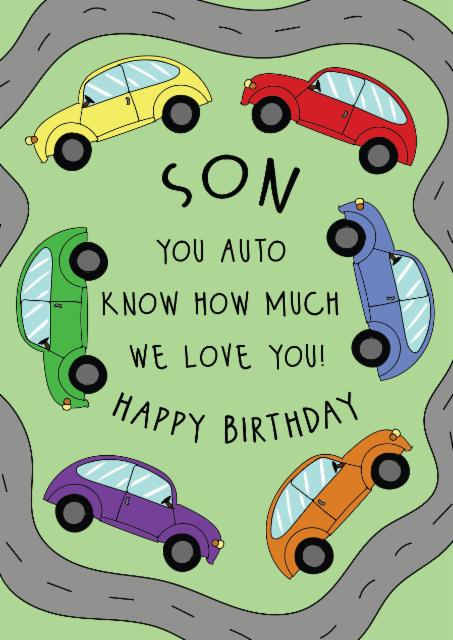 Car son birthday card card