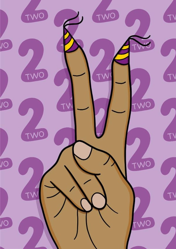 Fun 2nd Birthday Card - Two Fingers - Party created by TeePee Creations