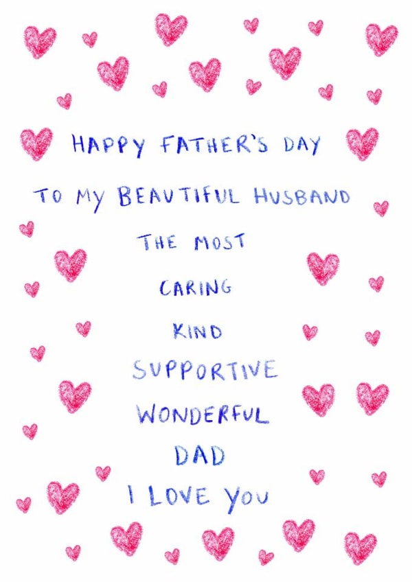 Heartfelt Father's Day Card - For Husband - Hearts created by HCD Illustration