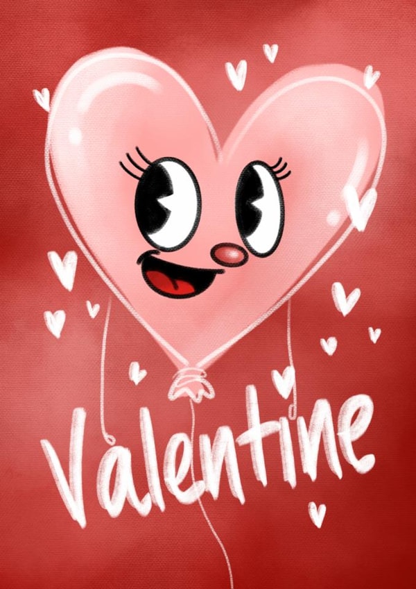 Cute heart Balloon Character Valentines Card created by Danielle Lisa