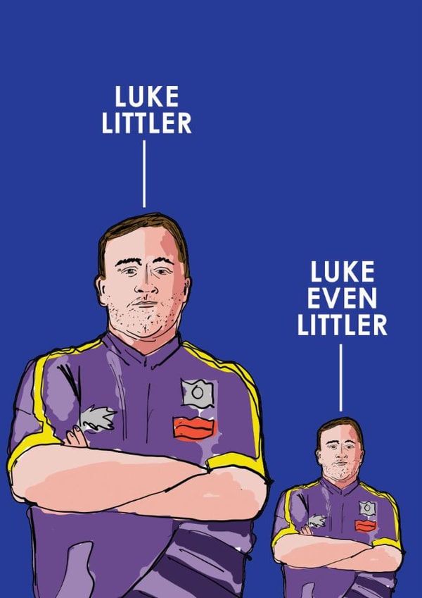 Luke Littler, Luke Even Littler daft card created by MOJO Creative Studio