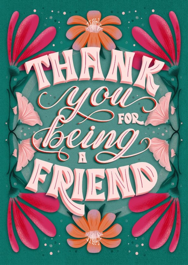 Pretty Thank You/Love & Friendship Card - For Friend - Flowers created by Studio Alison Nolan