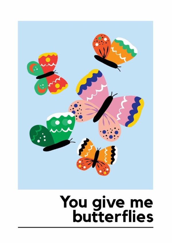 Cute valentines card, you give me butterflies created by Happy Sprout Studio