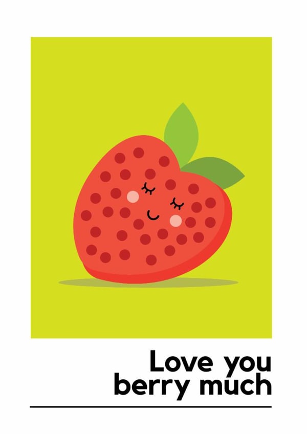 Cute berry valentines card created by Happy Sprout Studio