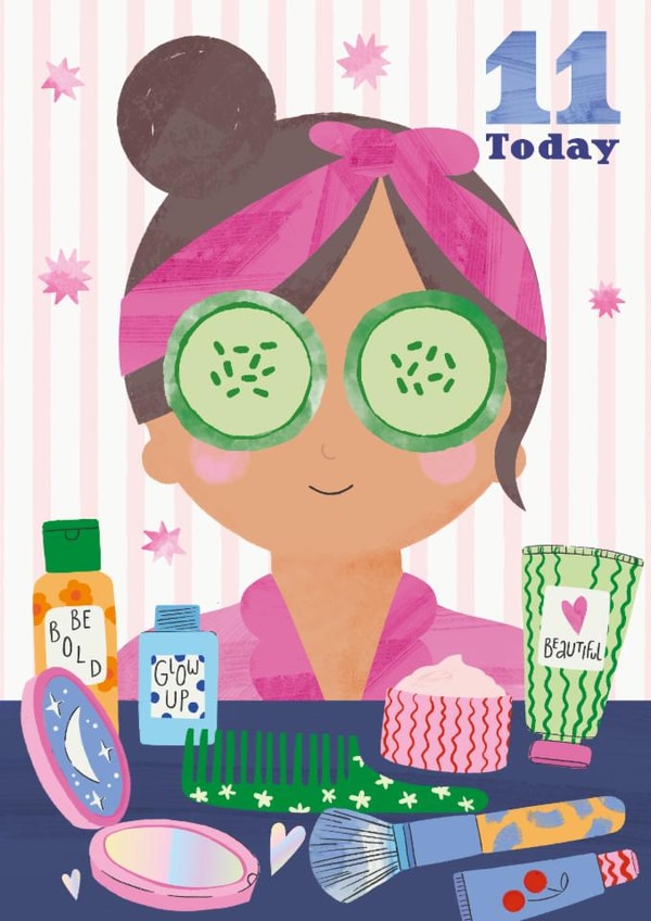 Cute Birthday Card - 11th - Beauty Products created by GENINE DELAHAYE