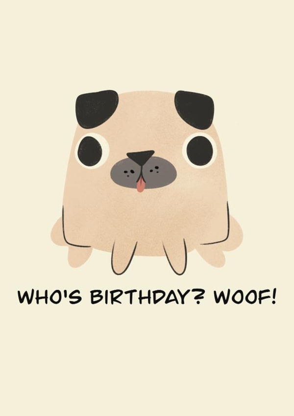 Cute Birthday Card - Pug's Birthday Surprise created by Raku doodle