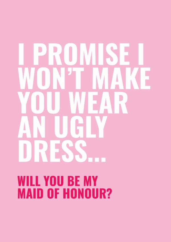 Fun Wedding Card - Will You Be My Maid Of Honour? - Ugly Dress created by Blush & Blossom