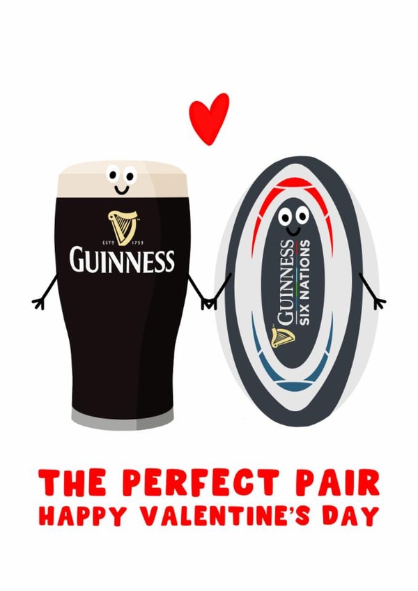 Cute Valentine's Day Card - The Perfect Pair - Guinness - Six Nations - Rugby created by Pink Peach Cards
