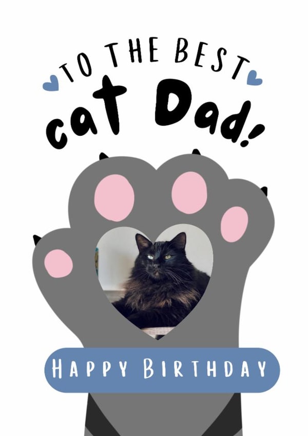 Cute Birthday Card - For Cat Dad - Paw Print created by @hollielonglanddesigns