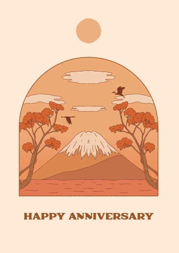 Arty Anniversary Card - Japanese Sunset created by Lately Studio