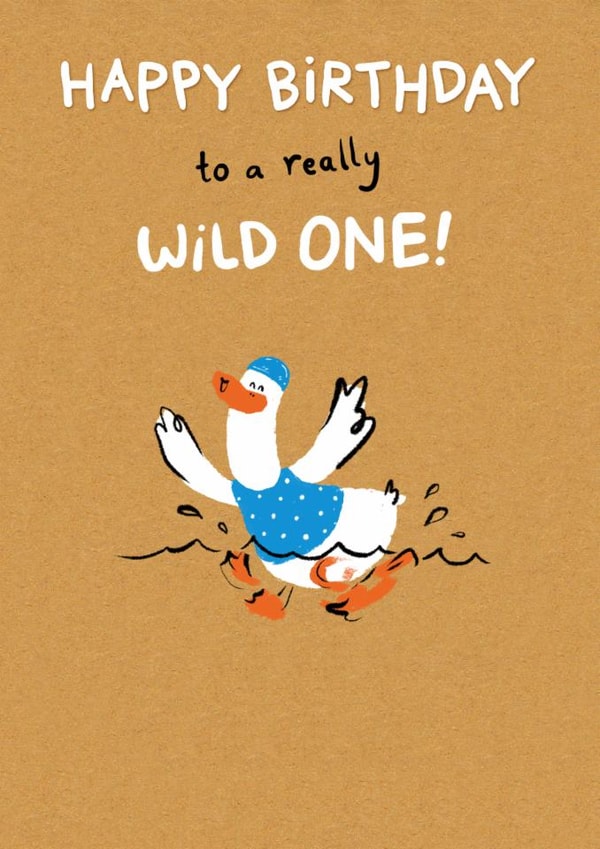 Cute Birthday Card - Really Wild One - Duck created by Hew Ma