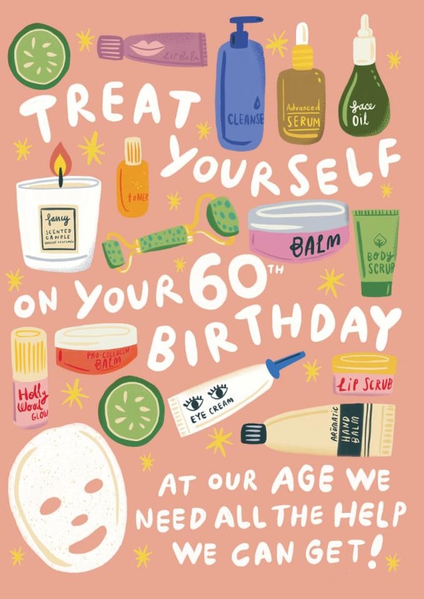 Fun 60th Birthday Card - For Her - Beauty Products created by @AimeeStevens.Design