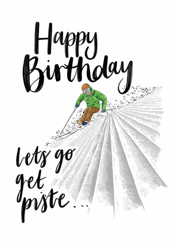 Funny Ski Birthday Card - Ski Pun Birthday Card created by Discover and Draw