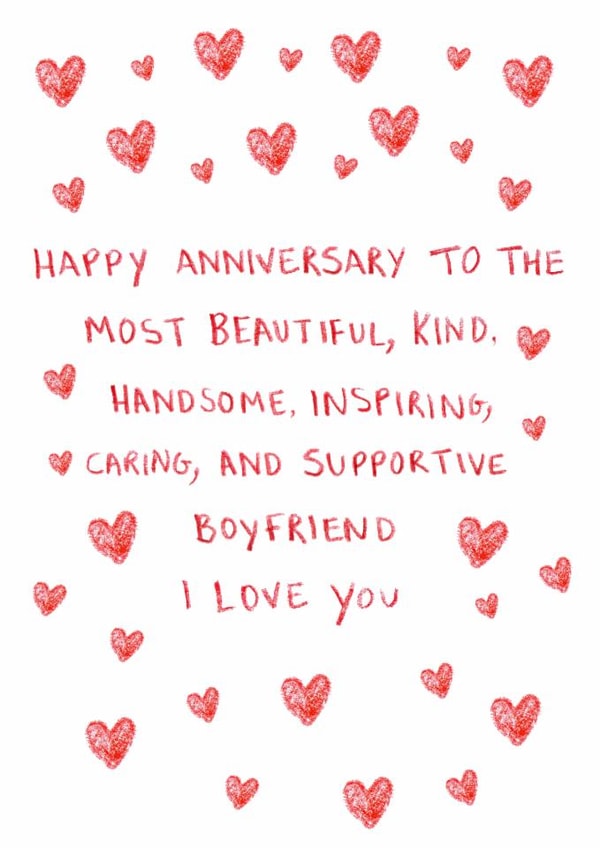 Classic Anniversary Card - For Boyfriend - Kind And Supportive created by HCD Illustration
