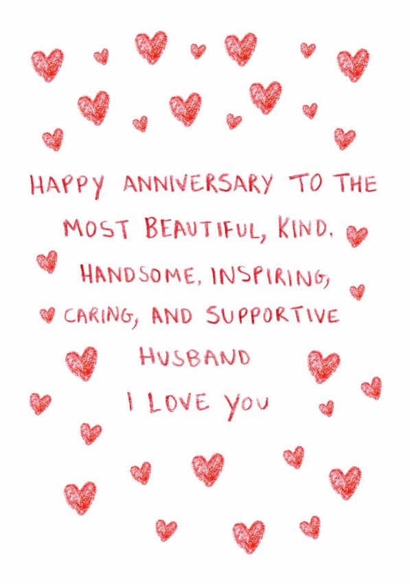 Classic Anniversary Card - For Husband - Supportive And Kind created by HCD Illustration